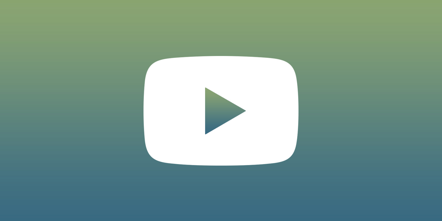 Logotyp: Vit YouTube-spelknapp på en grönblå tonad bakgrund.