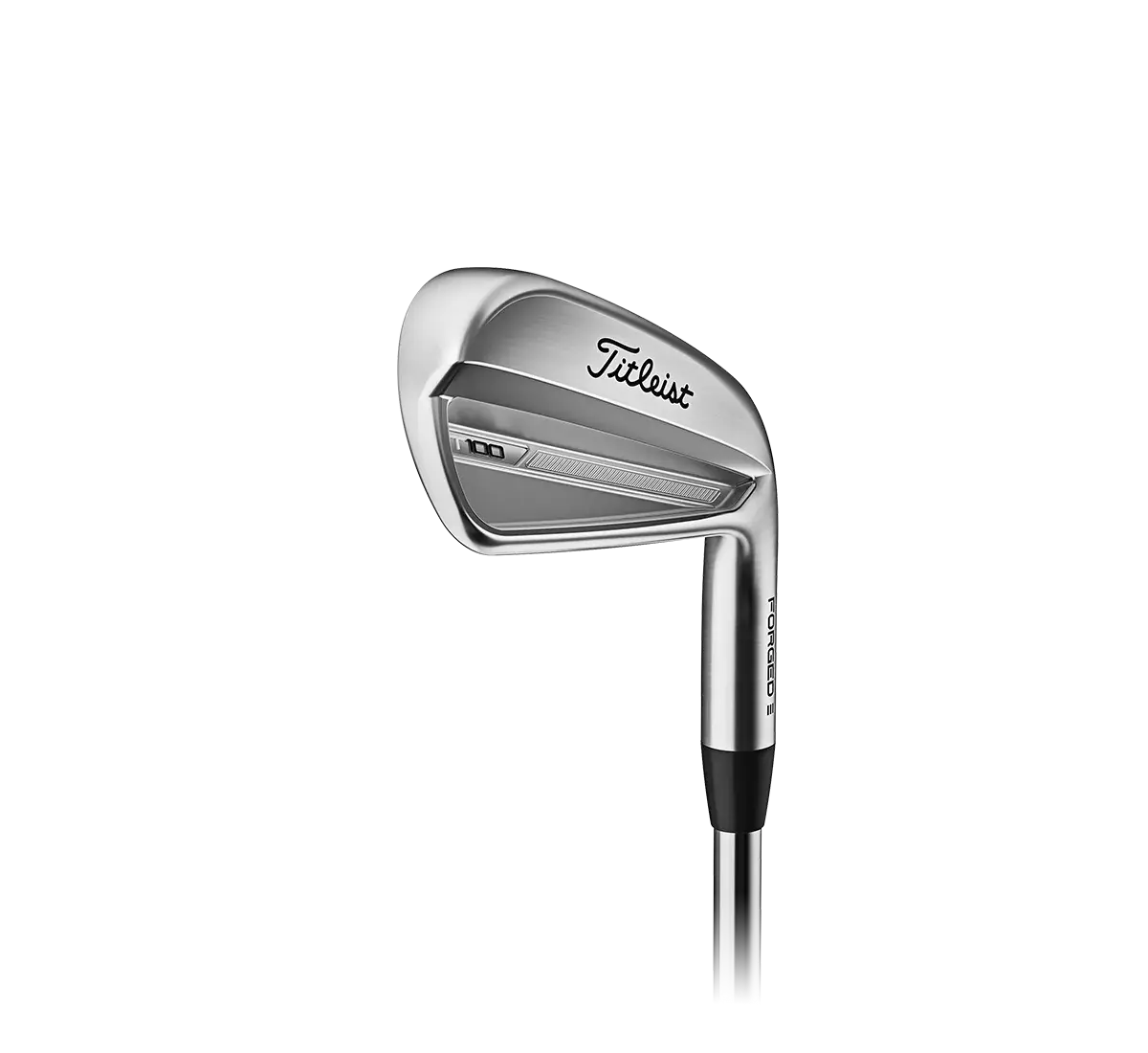 Golfklubba av järnmodell från Titleist, silverfärgad med svart text, visas mot vit bakgrund.