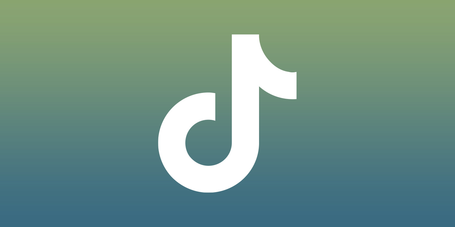 Logotyp: Vit TikTok-symbol på en grönblå gradientbakgrund.